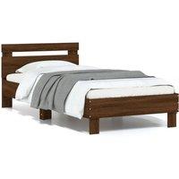 Bed Frame without Mattress with LED Lights Brown Oak 75x190 cm Small Single