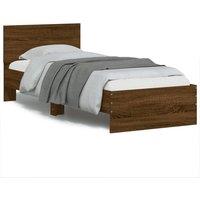 Berkfield Home Bed Frame without Mattress with LED Lights Brown Oak 90x200 cm