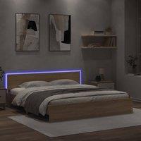 Berkfield Home Bed Frame with LED without Mattress Sonoma Oak 180x200 cm Super King in Brown