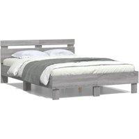 Berkfield Home Bed Frame with LED without Mattress Grey Sonoma 120x200 cm | Size: Small Double