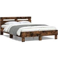 Berkfield Home Bed Frame without Mattress Smoked Oak 120x200 cm in Brown | Size: Small Double