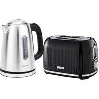 Geepas 1.7L Illuminating Electric Kettle & 2 Slice Bread Toaster Combo Set in Black