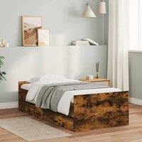 Berkfield Home Bed Frame with Drawers Smoked Oak 90x190 cm Single in Brown