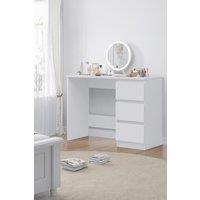 FWStyle Matt White Vanity Makeup Dressing Table Desk With 3 Deep Drawers