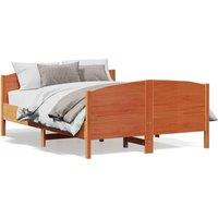 Berkfield Home Bed Frame without Mattress Wax Brown 135x190 cm Double Solid Wood Pine