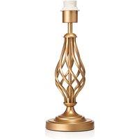 Happy Homewares Traditional Table Lamp Base with Twist Metal Stem Design & Inline Switch in Gold | Size: 15 inches