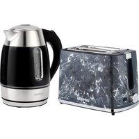 Geepas 1.7L Illuminating Electric Kettle & 900W 2 Slice Bread Toaster Combo Set in Black
