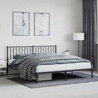 Berkfield Home Metal Bed Frame without Mattress with Headboard Black 183x213cm | Size: 183x213 cm