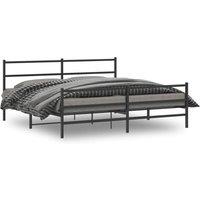 Berkfield Home Metal Bed Frame without Mattress with FootboardBlack 193x203cm in Black | Size: 193x203 cm