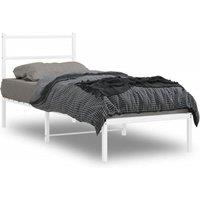 Metal Bed Frame without Mattress with Headboard White 80x200cm