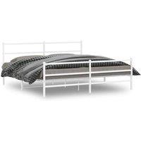 Berkfield Home Metal Bed Frame without Mattress with FootboardWhite 183x213cm in White | Size: 183x213 cm