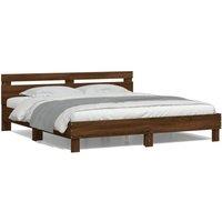 Berkfield Home Bed Frame with LED without Mattress Brown Oak 180x200 cm Super King