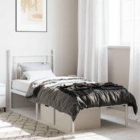 Berkfield Home Metal Bed Frame without Mattress with Headboard White 80x200cm | Size: 80x200 cm