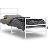 Berkfield Home Metal Bed Frame without Mattress with FootboardWhite 80x200cm in White | Size: 80x200 cm