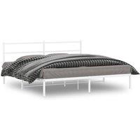 Berkfield Home Metal Bed Frame without Mattress with Headboard White 193x203cm | Size: 193x203 cm