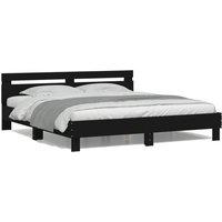 Berkfield Home Bed Frame with LED without Mattress Black 180x200 cm Super King