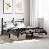 Berkfield Home Metal Bed Frame without Mattress with Headboard Black 135x190cm | Size: 135x190 cm