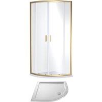 Balterley Ruwa Quadrant Shower Suite & 6mm Glass 900x900mm Tray Enclosure Brass in Metallics