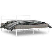 Berkfield Home Metal Bed Frame without Mattress with Headboard White 183x213cm | Size: 183x213 cm