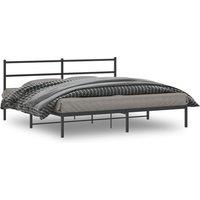 Berkfield Home Metal Bed Frame without Mattress with Headboard Black 193x203cm | Size: 193x203 cm