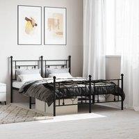 Berkfield Home Metal Bed Frame without Mattress with Footboard Black 140x190cm | Size: 140x190 cm