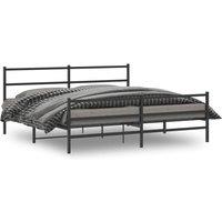 Metal Bed Frame without Mattress with FootboardBlack 183x213cm