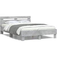 Bed Frame without Mattress Concrete Grey 120x190 cm Small Double