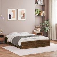 Berkfield Home Bed Frame with Drawers without Mattress Brown Oak 120x190 cm Small Double