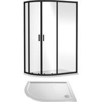 Balterley Ruwa Offset Quad Shower Suite LH, 1200 x 800mm Tray & Enclosure Black