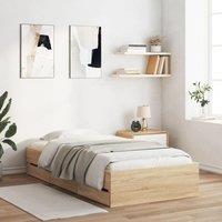 Berkfield Home Bed Frame with Drawers without Mattress Sonoma Oak 100x200 cm in Brown
