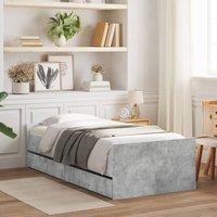 Berkfield Home Bed Frame with Drawers without Mattress Concrete Grey 90x200 cm