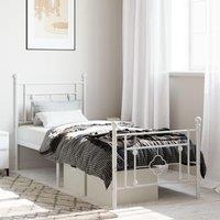 Berkfield Home Metal Bed Frame without Mattress with Footboard White 80x200cm | Size: 80x200 cm
