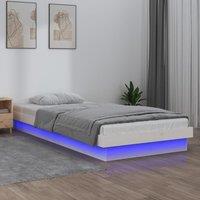 Berkfield Home LED Bed Frame without Mattress White Small Single Solid Wood