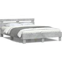 Berkfield Home Bed Frame with LED without Mattress Concrete Grey 150x200 cm King Size
