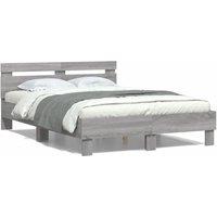 Berkfield Home Bed Frame without Mattress Grey Sonoma 135x190 cm Double