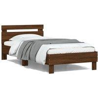 Berkfield Home Bed Frame without Mattress with LED Lights Brown Oak 100x200 cm