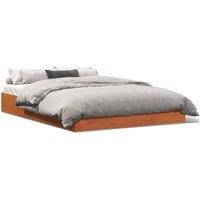 Bed Frame without Mattress Wax Brown 160x200 cm Solid Wood Pine