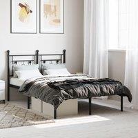 Berkfield Home Metal Bed Frame without Mattress with Headboard Black 120x200cm | Size: Small Double