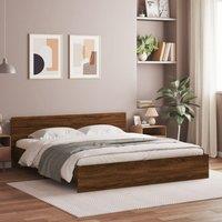 Berkfield Home Bed Frame with LED without Mattress Brown Oak 200x200 cm