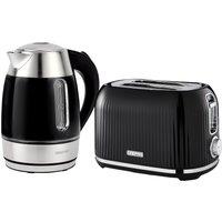 Geepas 1.7L Illuminating Electric Kettle 2200W & 2 Slice Bread Toaster 1000W Combo Set in Black