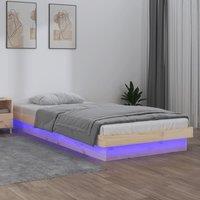 Berkfield Home LED Bed Frame without Mattress 100x200 cm Solid Wood in Brown