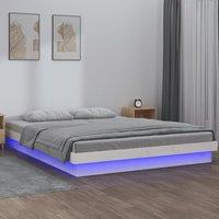 Berkfield Home LED Bed Frame without Mattress White Small Double Solid Wood