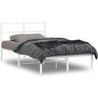 Metal Bed Frame without Mattress with Headboard White 120x190cm