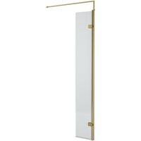 Balterley 8mm Fluted Hinged Return Screen & Support Bar: 300 mm, Brushed Brass in Metallics