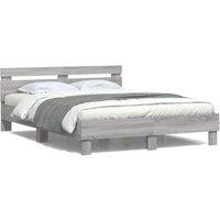 Berkfield Home Bed Frame with LED without Mattress Grey Sonoma 150x200 cm King Size