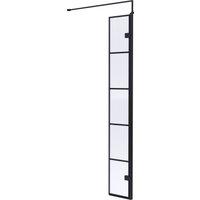 Balterley 8mm Safety Glass Black Framed Wetroom Swing Screen - 300mm