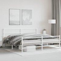 Berkfield Home Metal Bed Frame without Mattress with FootboardWhite 193x203cm in White | Size: 193x203 cm