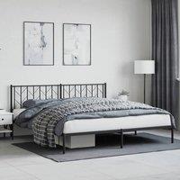 Berkfield Home Metal Bed Frame without Mattress with Headboard Black 193x203cm | Size: 193x203 cm