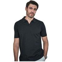 TEE JAYS Men's Luxury Stretch V Neck Polo Shirt in Black | Size: Small