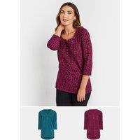 Long Tall Sally Women's Tall 2 Pack Cotton Henley Tops in Teal | Size: 10